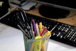Pens on office desk