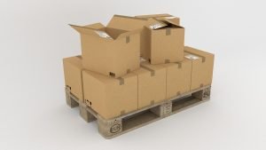 Cardboard moving boxes in suburbs