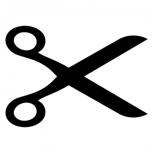 Black scissors on white background