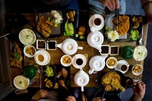 Table of food in one of the top suburbs Beach restaurants